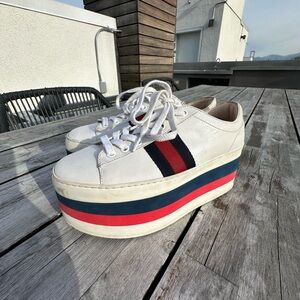 GUCCI white LEATHER SHOES fashion platform sneakers made in ITALY | Size 37